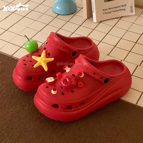 夏厚底增高足弓洞洞鞋