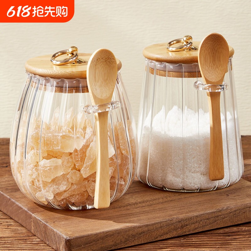 糖罐白糖储存家用高颜值装糖的罐子储物密封玻璃罐厨房红糖食品级