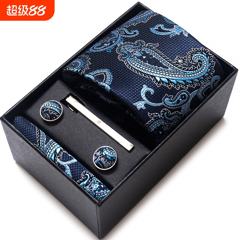 男士正装领带袖扣口袋巾六件套装高档西装小方巾复古花纹新郎结婚