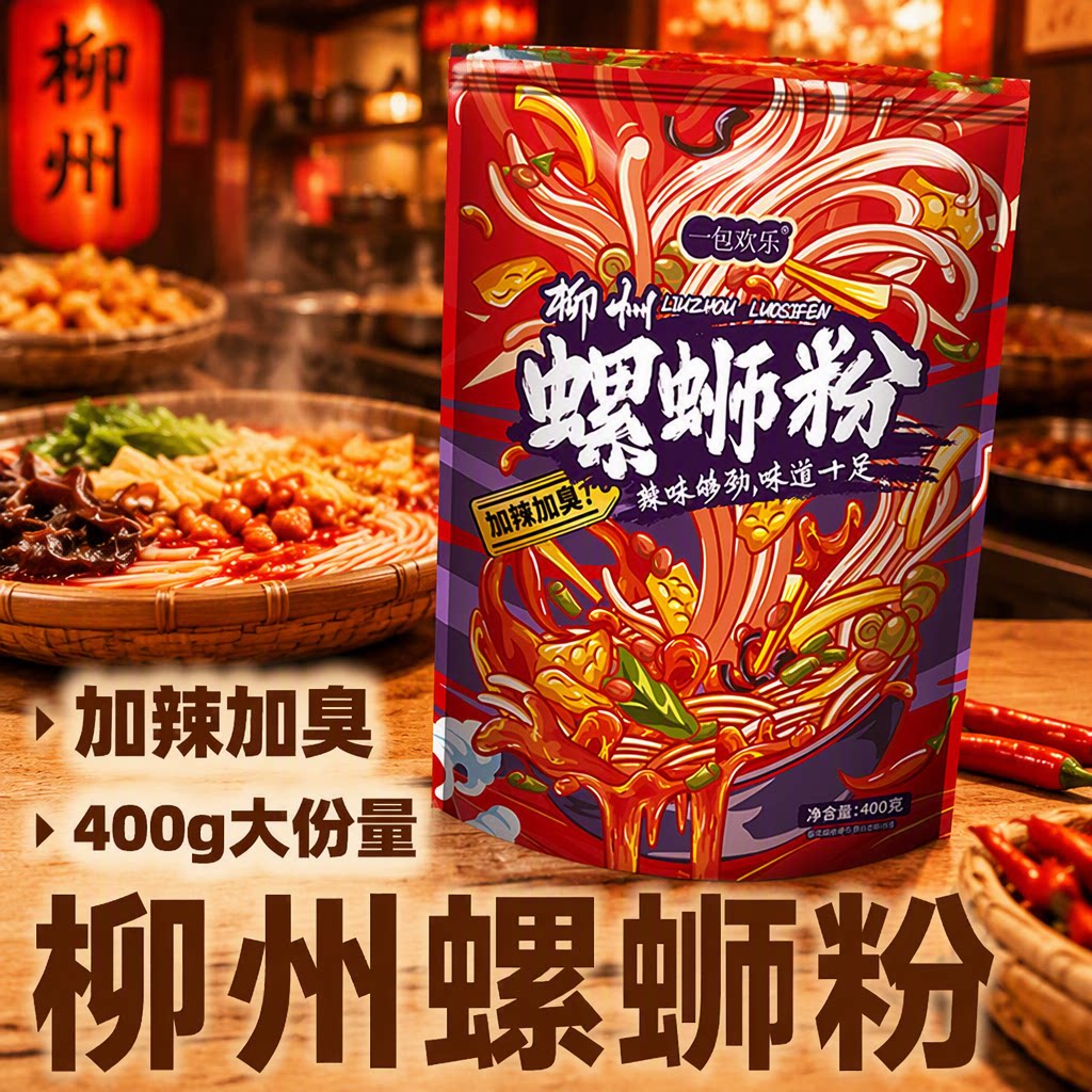 一包欢乐螺蛳粉加辣正宗柳州螺丝粉袋装螺狮粉广西米粉原味桶装