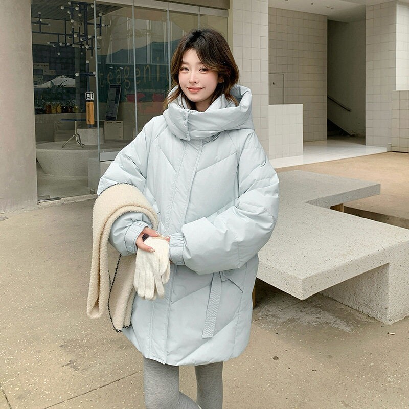 雅鹿㱁特大码羽绒服女连帽中长款26冬季200斤胖mm孕妇宽松鸭