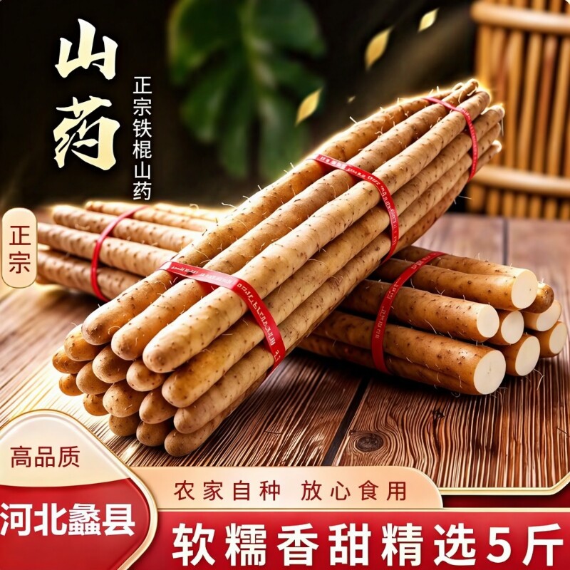 铁棍山药新鲜淮山药铁杆山药小白嘴现挖山药5斤非温县垆土怀山药