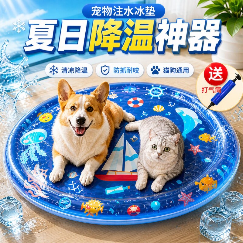 宠物水床猫咪充气注水冰垫夏天狗狗降温拍拍水垫加厚耐抓凉席冰窝