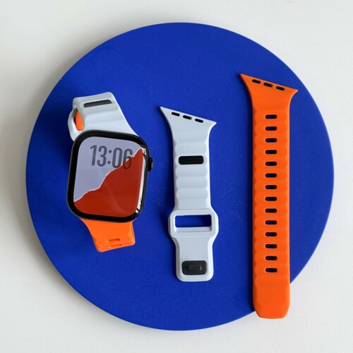 拼色硅胶斜纹适用于苹果手表带s11透气iwatchs10硅胶applewatch9