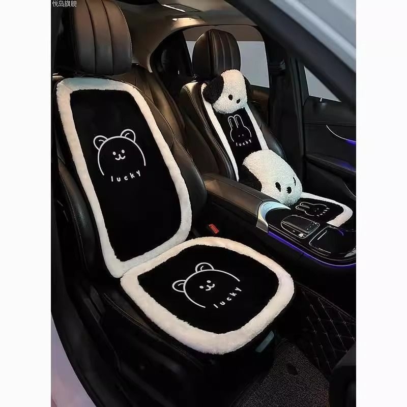 汽车坐垫冬季毛绒座椅加热秋冬可爱后排单片冬天加绒车内座垫新款