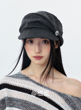 韩系慵懒风堆堆报童帽子女春秋冬季日系显脸小鸭舌帽ins可折叠