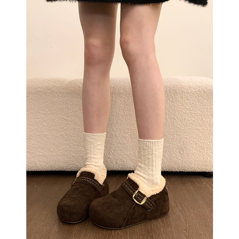 厚底内增高加绒保暖勃肯鞋毛毛女鞋2025新款冬季雪地靴棉鞋毛绒