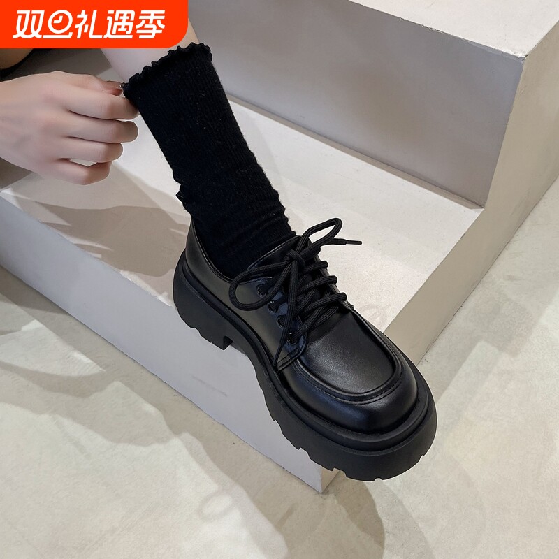 英伦风厚底小皮鞋女2025新款秋夏玛丽珍百搭爆款乐福鞋黑色jk单鞋