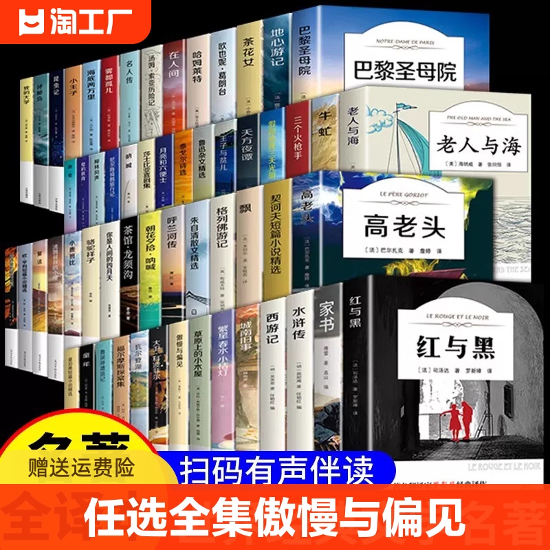 世界名著傲慢与偏见正版外国经典文学初中生高中阅读课外书四大名著小说瓦尔登湖飘巴黎圣母院书籍畅销书排行榜怎样简爱三天汤姆