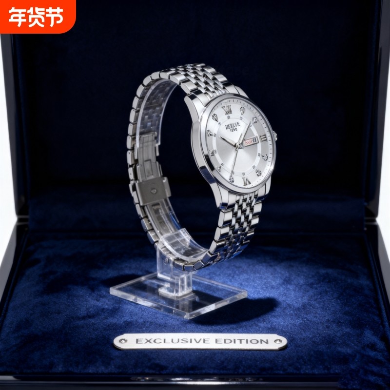正品名牌钢带商务防水石英腕表高级感男士男款手表全自动非机械表