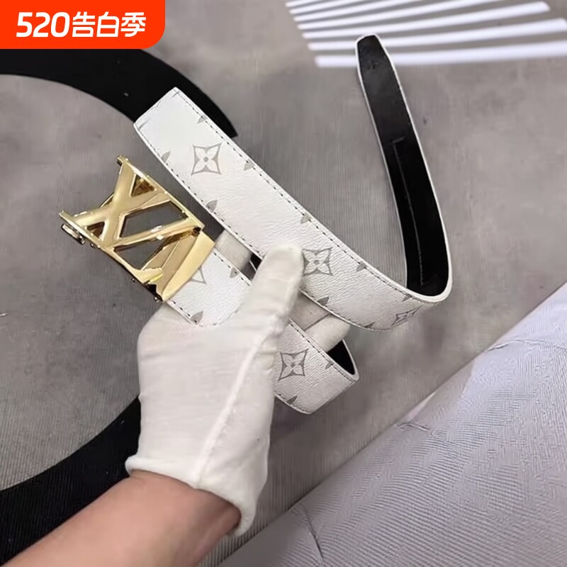 时尚潮流皮带腰带男士自动新款涂鸦休闲真皮字母商务牛仔裤百搭