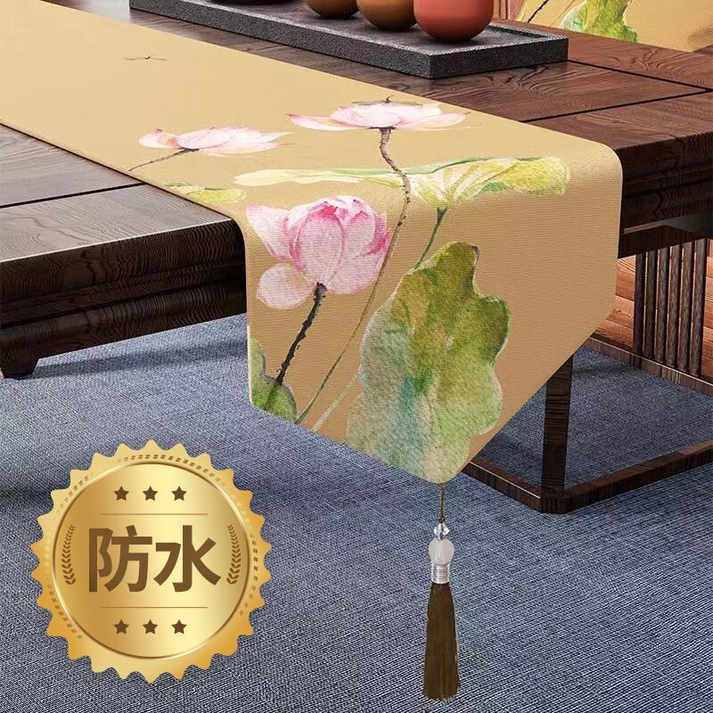国风棉麻茶席禅意桌旗新中式防水轻奢高级感桌布茶桌茶几茶巾垫布
