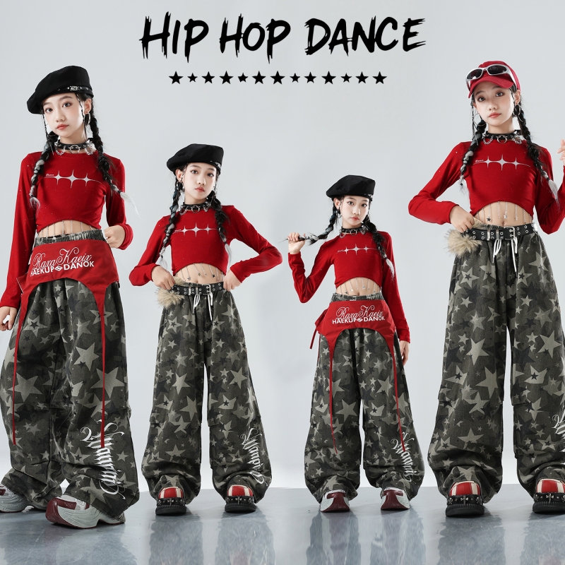 儿童爵士舞服装潮酷时髦少儿jazz街舞演出服嘻哈表演女孩炸街秋季