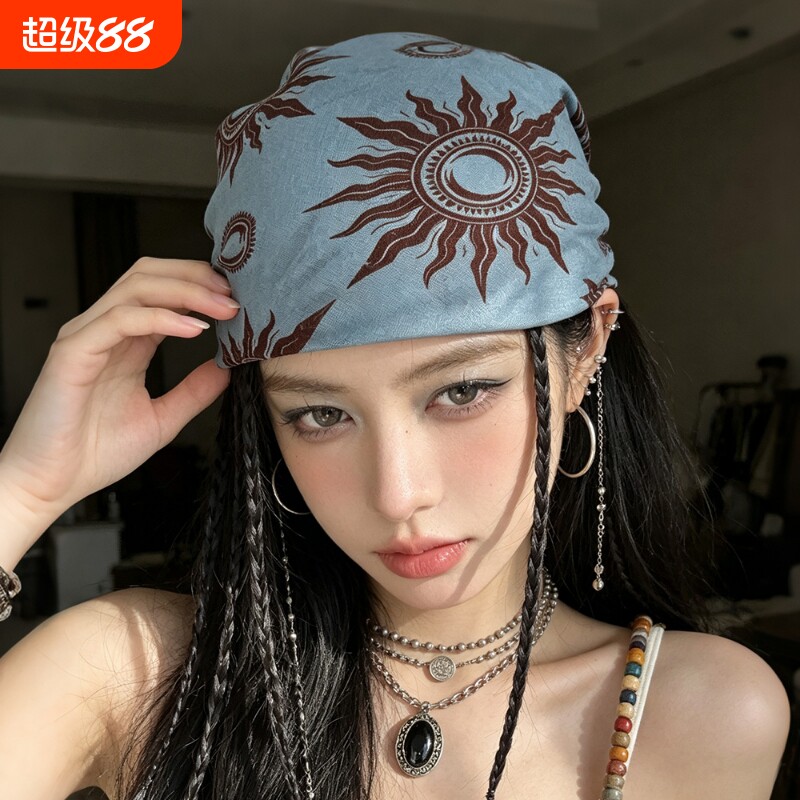 2026新款欧美风太阳花小方巾女图片