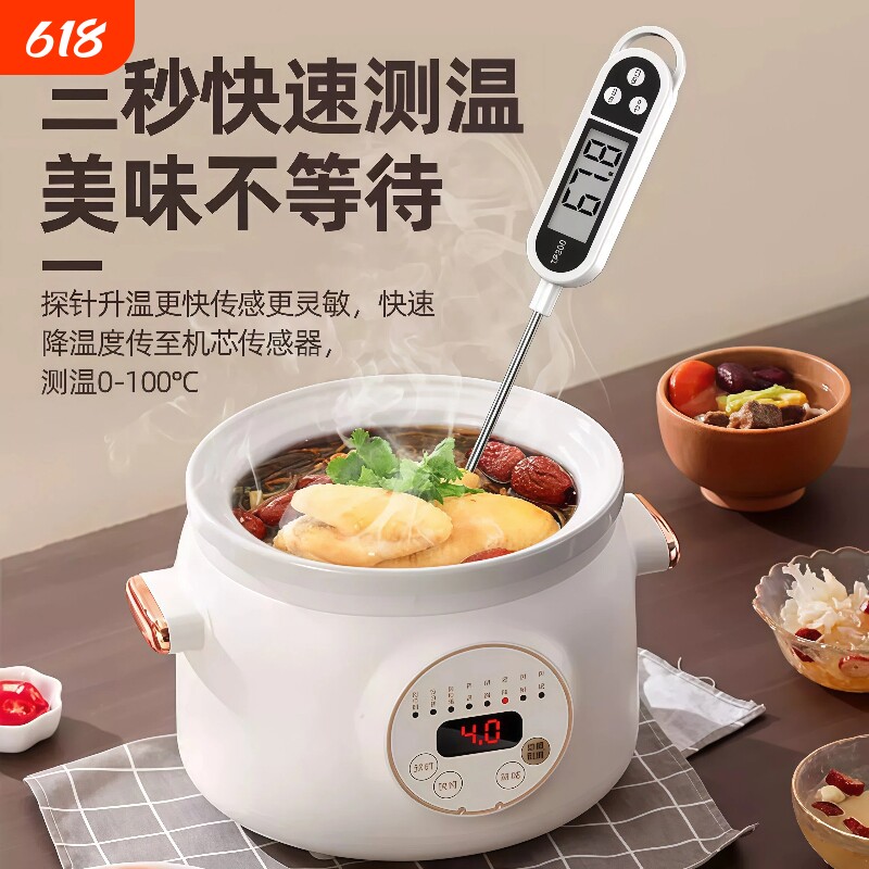 食品温度计水温计水温测量计油温计测奶温面包烘培厨房电子探针式