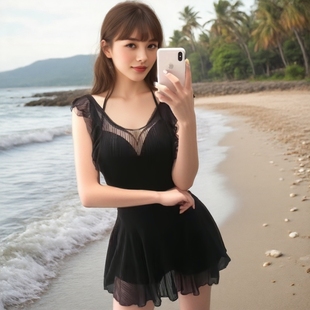 大空连体游泳时泳V衣女新款 2025新款 风性感保守大码 泳装 衣尚 夏季