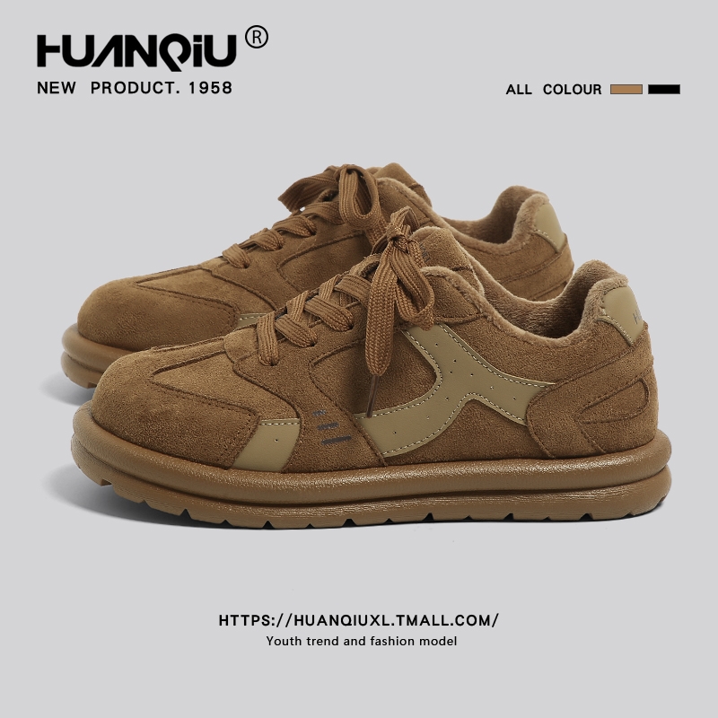 环球加绒保暖复古德训鞋女款2025冬季新款阿甘鞋休闲百搭厚底棉鞋