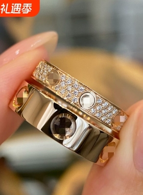 钉子戒指男女18K经典款玫瑰金高版本love满天星情侣对戒指环订婚