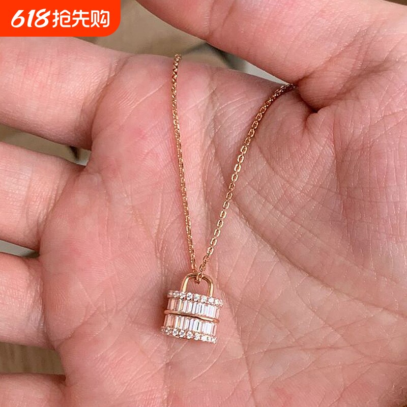 冷淡风镶钻迷你简约设计感锁扣项链简约锁骨链女气质时尚项链饰品