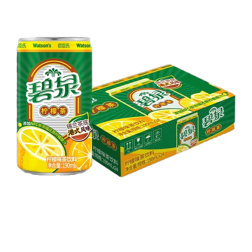 屈臣氏碧泉茶饮料锡兰茶底港式风味柠檬茶190ml*24罐装整箱果汁