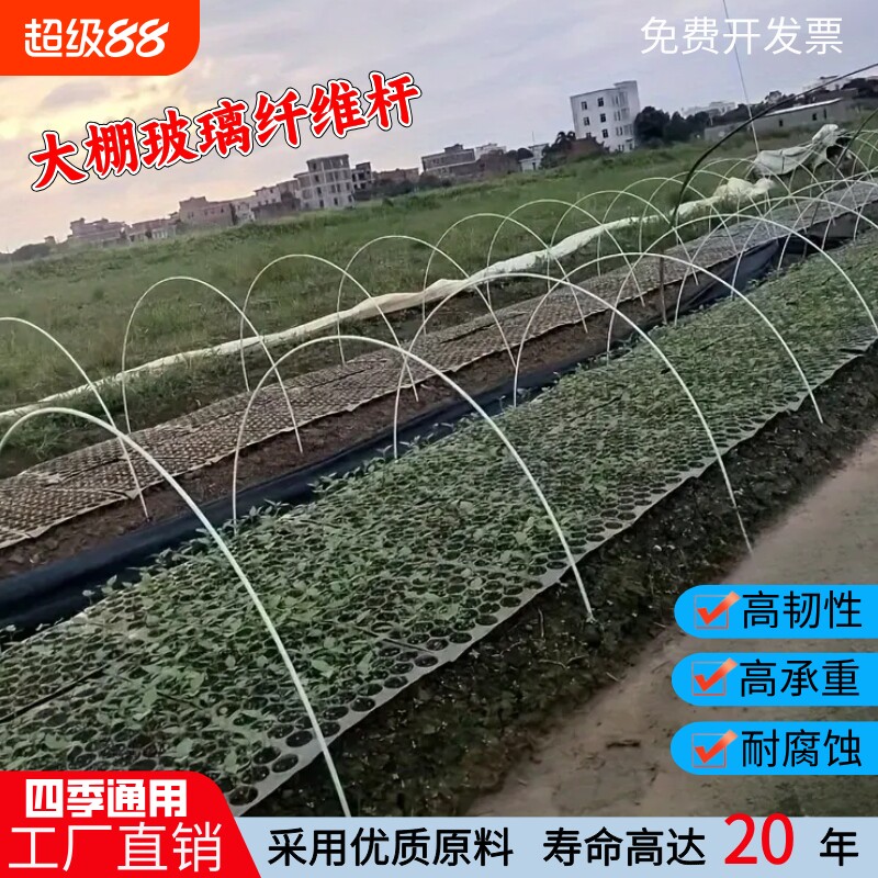 纤维杆农用小拱棚遮阳网支架蔬菜花卉育苗保温棚拱杆玻璃钢弹力棒