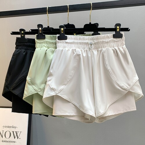 新款防走光运动短裤女假两件短裤