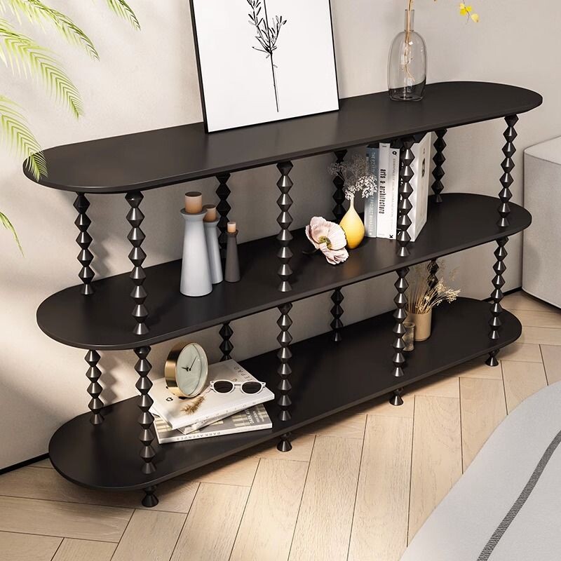 d法式陈列架客厅收纳书柜实木卧室书架多层靠墙置物架落折叠加长