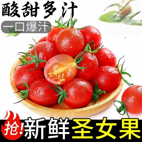 圣女果新鲜小番茄樱桃小西红柿生吃应季水果樱桃小番茄自提自然熟