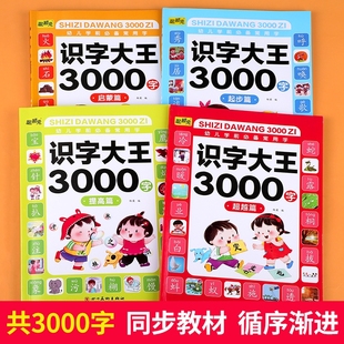 识字大王3000字识字书幼儿认字启蒙卡片识字卡字幼儿园神器儿童宝宝看图学字全套早教书绘本有声伴读拼音学前汉字造句