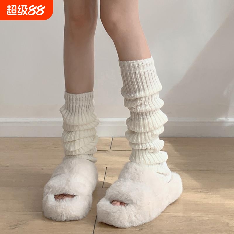 针织袜套jk白色袜子女款小腿套夏天雪地靴堆堆袜夏薄款