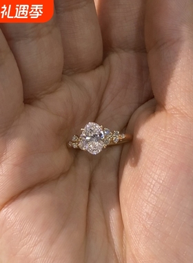 爆闪鸽子蛋戒指女款2025新款高级感轻奢精致锆石食指戒指环可调节
