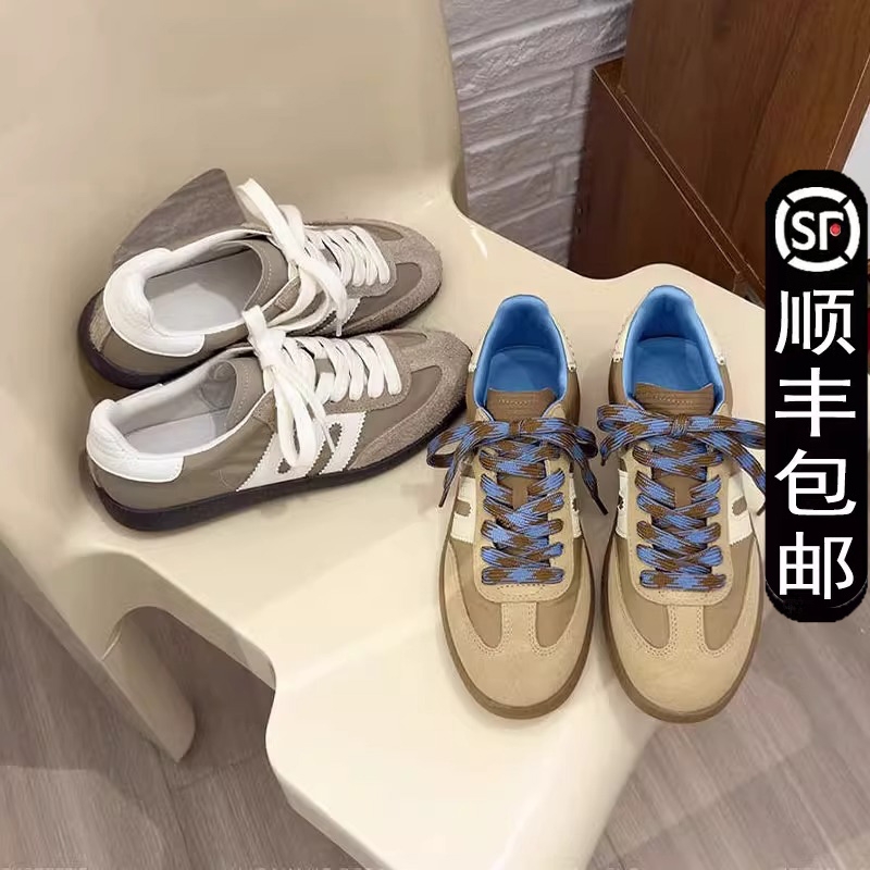 2025款夏秋季美式复古软底德训鞋女拼色平底阿甘鞋运动休闲板鞋