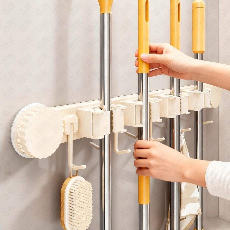 吸盘拖把壁挂夹卫生间免打孔拖把夹挂扫把拖布挂钩固定架收纳神器