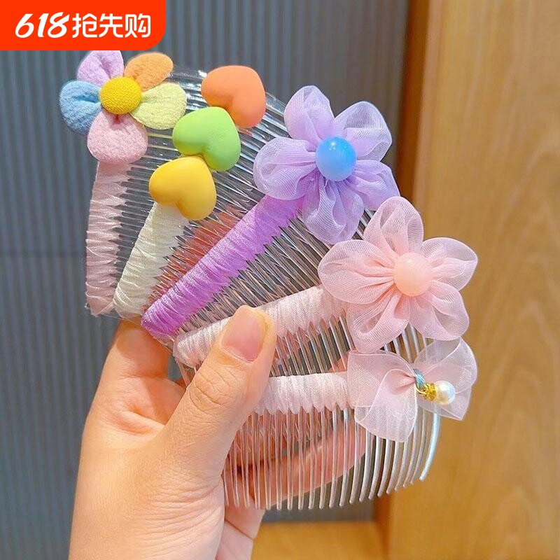 儿童刘海整理发梳后脑勺发夹小女孩插梳碎发神器女童专用蝴蝶结