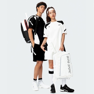 羽毛球服运动休闲男女网球跑步宽松短袖T恤透气短裤套装白色体育