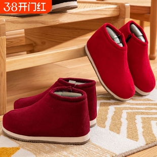 老式棉鞋鸡婆鞋老人防滑牛筋底冬季加绒厚底天保暖手工四川传统