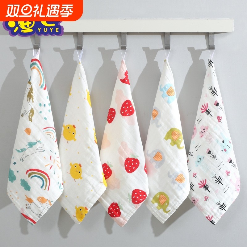 a类吸水纯棉纱布方巾婴儿六层洗脸巾儿童毛巾口水巾全棉高密柔软