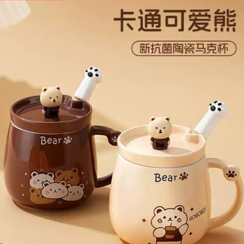 马克杯带盖勺陶瓷水杯办公室咖啡杯早餐家用喝水杯子女高颜值新款