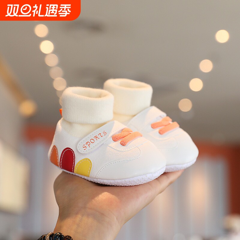 春秋冬季保暖宝宝棉鞋子0-1岁软底3婴儿学步鞋袜3-6-9-12个月不掉