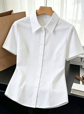 职业短袖白衬衫女薄款面试工作服
