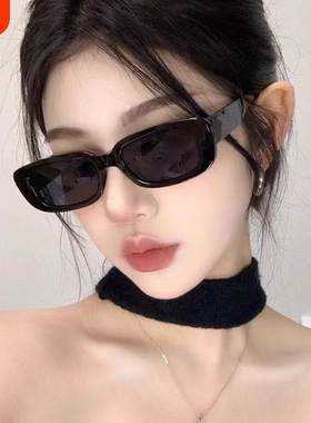 新款小框太阳镜男女潮欧美时尚墨镜防紫外线眼镜方脸方形黑色镜片