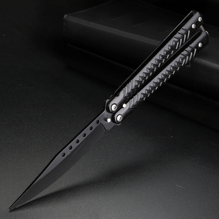 全钢未开刃蝴蝶刀训练刀初学者练习耍刀CSGO蝴蝶甩刀梳子