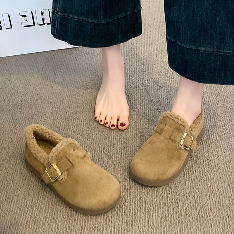 厚底加绒加厚勃肯鞋女2025新款冬季毛毛鞋保暖棉鞋雪地靴毛绒休闲