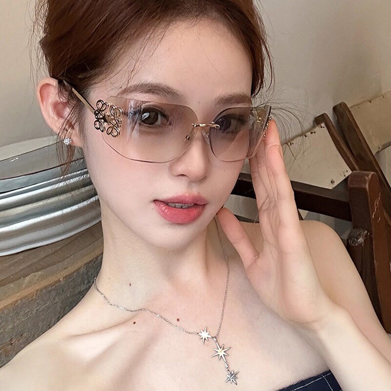 曲面无框方形复古Y2K水银色墨镜大脸欧美辣妹风高级感太阳眼镜女