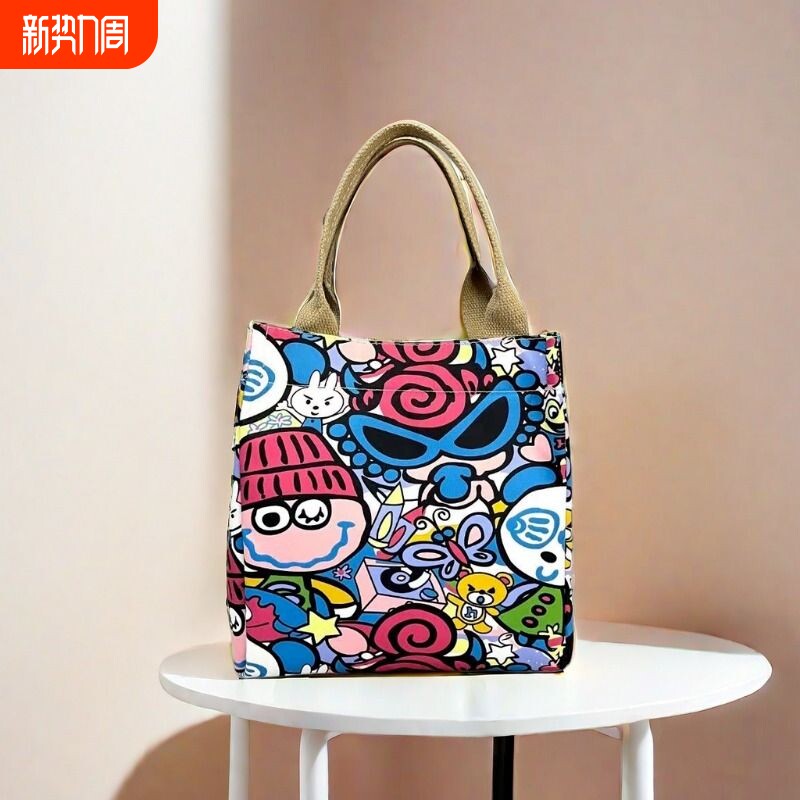 手拎包帆布手提袋上班族饭盒包外出女便携韩版零食便当包新款旅行