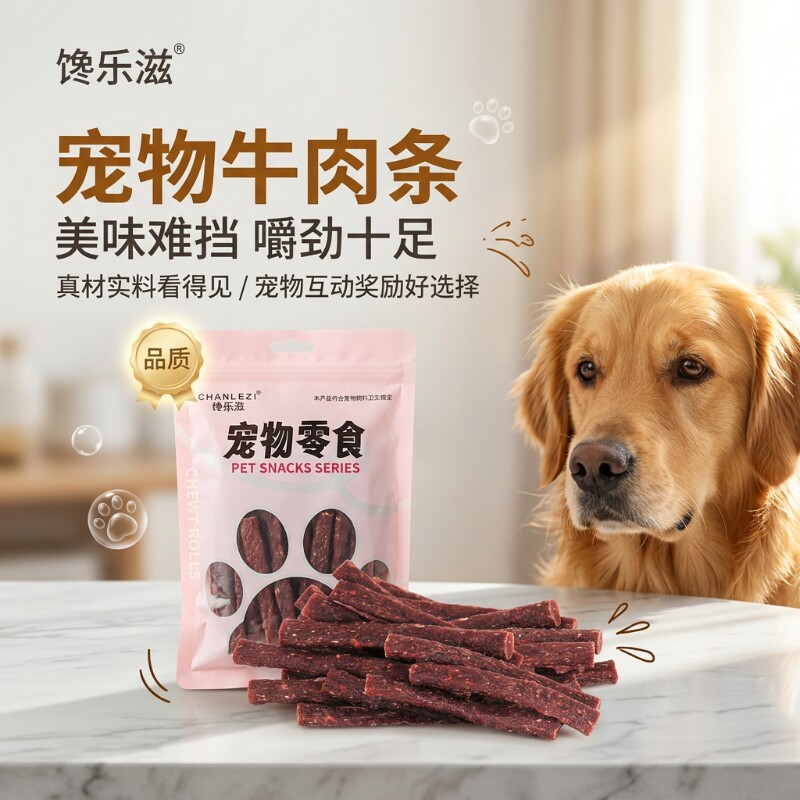 狗狗零食牛肉条宠物训犬奖励大小型泰迪金毛新鲜肉干洁齿磨牙棒