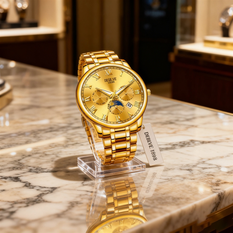 手表男款机械风全自动防水高级感全自动男表数字双日历防水腕表男