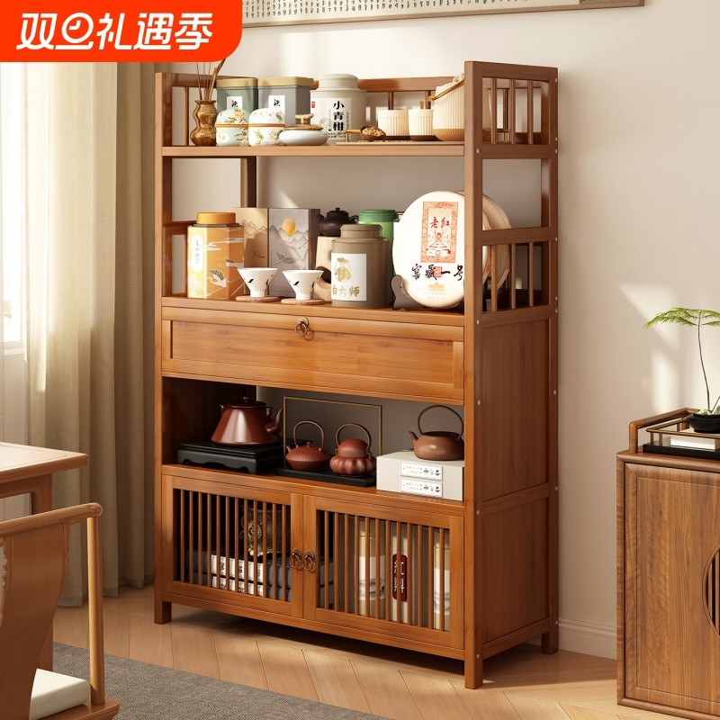 新中式博古架茶叶展示柜客厅置物架书架多宝阁货架陈列柜子收纳
