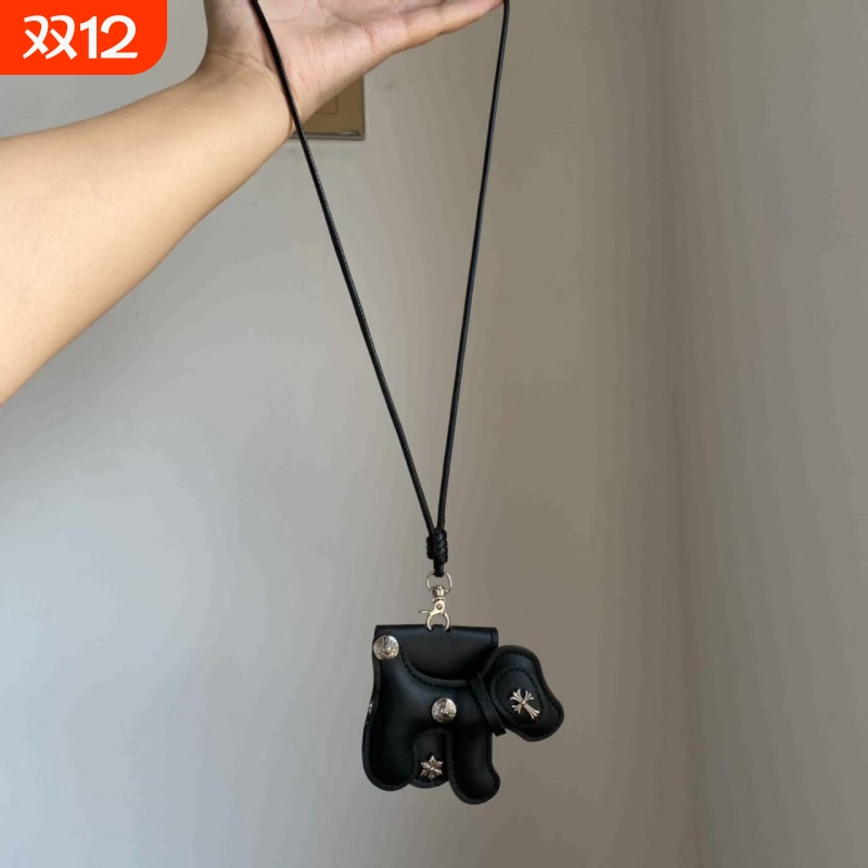 甜酷辣妹暗黑系小狗十字架眼镜收纳夹项链复古长款毛衣链2025新款
