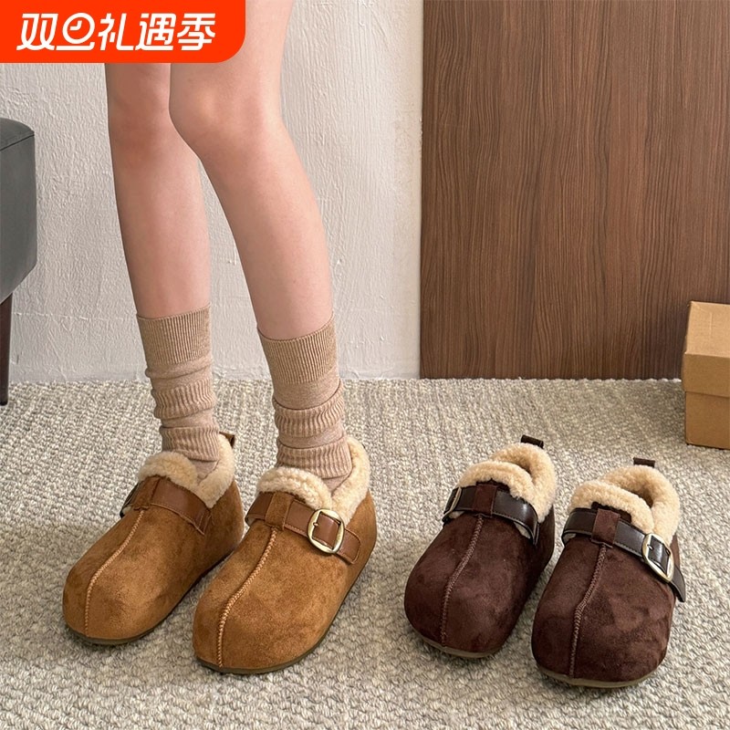 贾不假棉鞋女2025新款冬季勃肯鞋厚底全包加绒加厚鞋子保暖雪地靴